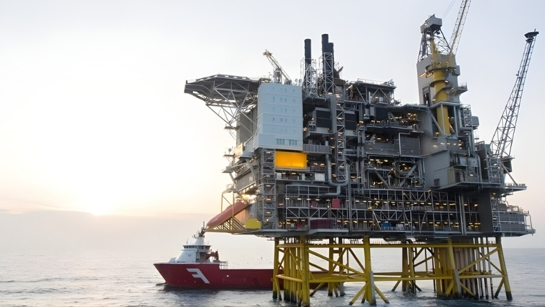 Offshore platform representing oil and gas water infrastructure