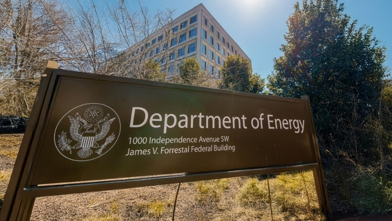 US Department of Energy sign outside the James V Forrestal Federal Building